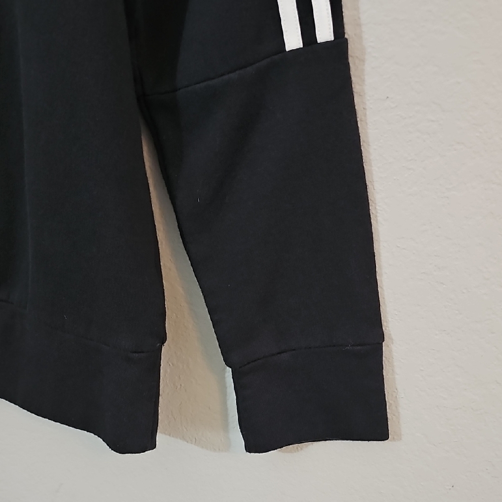 Adidas Crewneck Sweatshirt Black with White Stripes Womens Large Long Sleeve - Picture 3 of 8